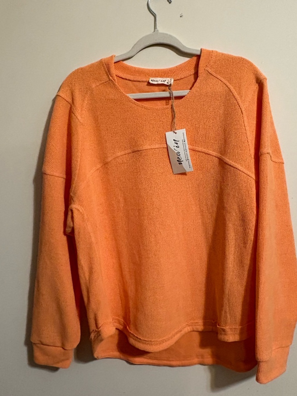 Boutique Cozy Oversized Crewneck‎ ribbed mango Orange sweatshirt women’s small